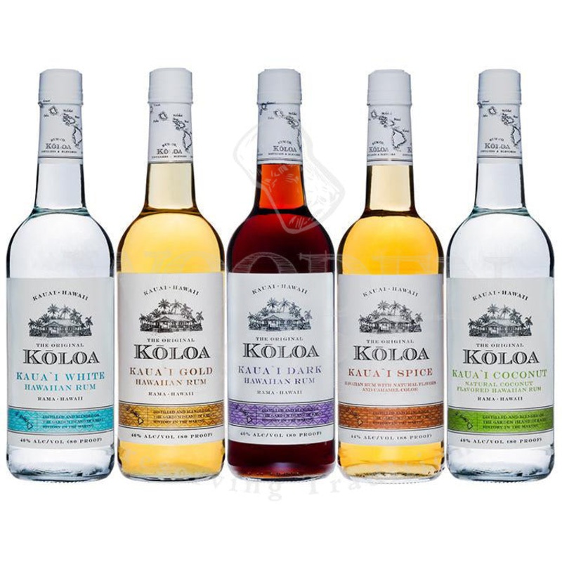 Koloa Kaua’i Gold, White, Dark, Coconut & Spice Rum Bundle