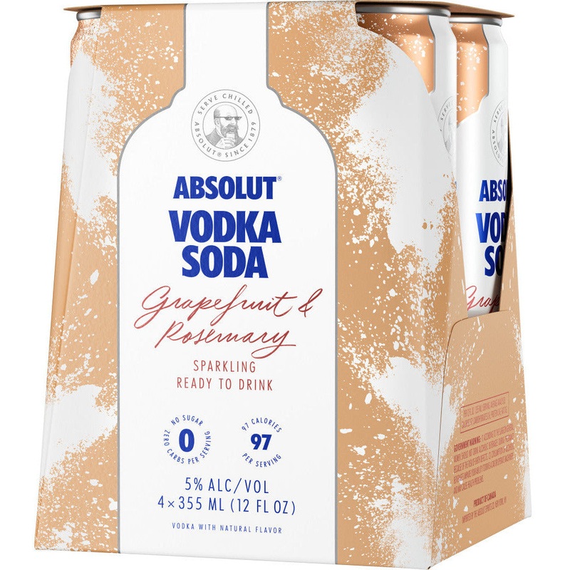 Absolut Ready to Drink Grapefruit & Rosemary Vodka Soda  4pk Cans