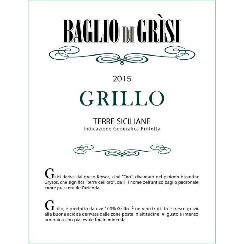 Baglio Di Grisi Sicily Grillo 750ml