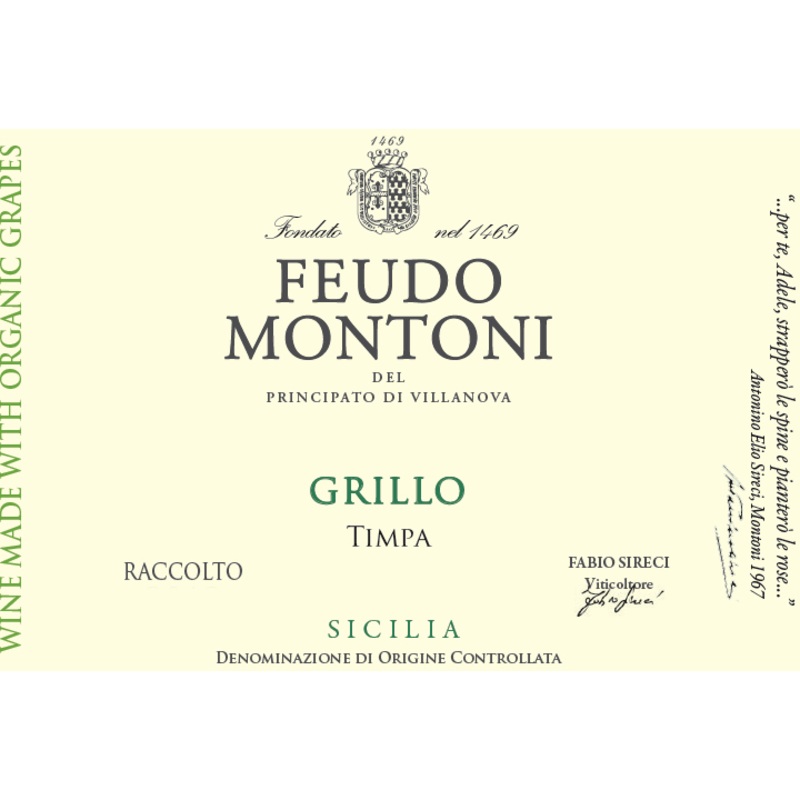 Feudo Montoni Della Timpa Sicilia IGT Grillo 750ml