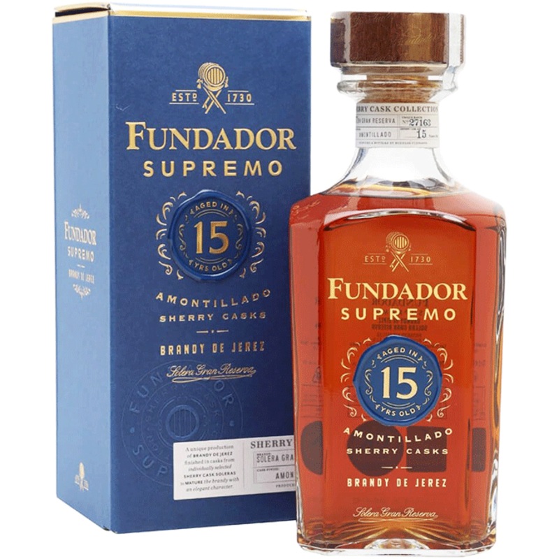 Fundador Brandy De Jerez Supremo Amontillado Sherry Casks Solera Gran Reser 15 Yr 80