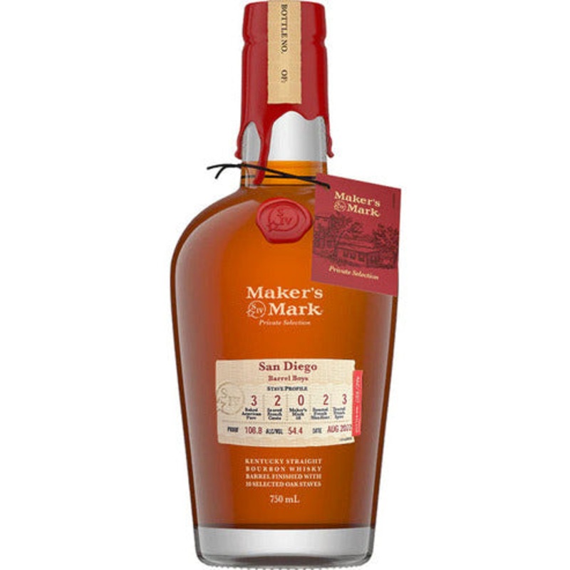 Maker’s Mark Private Select 108.8 Proof Kentucky Straight Bourbon Whisky 750 ml San Diego Barrel Boys Private Selection