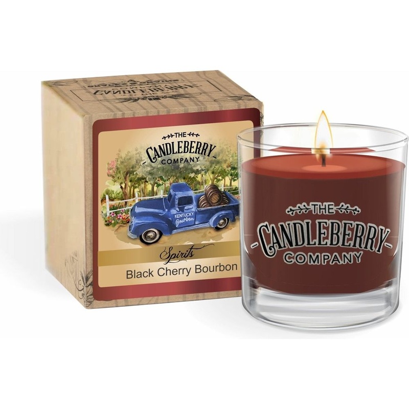 The Candleberry Co. Black Cherry Bourbon, Rocks Glass Candle