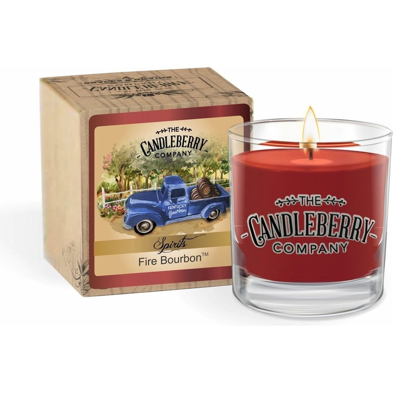 The Candleberry Co. Fire Bourbon, Rocks Glass Candle