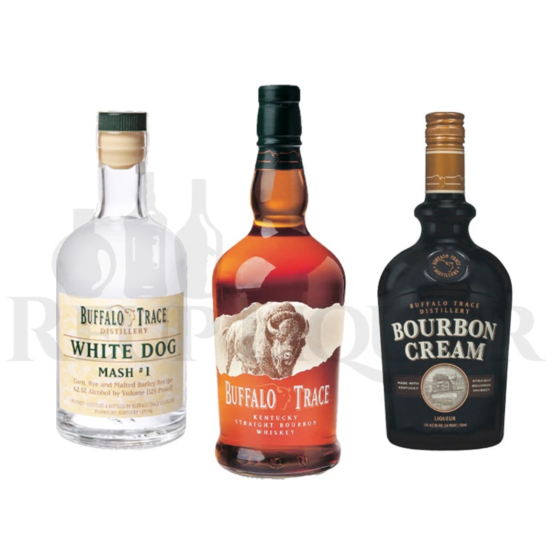 Buffalo Trace Bourbon & White Dog 375ml & Bourbon Cream Bundle
