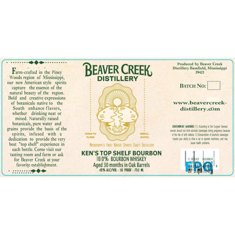 Beaver Creek Distillery Kens Top Shelf Bourbon Whiskey