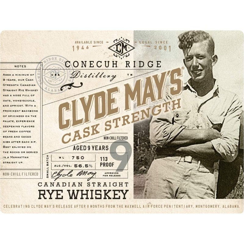 Clyde Mays 9 Year Old Cask Strength Canadian Straight Rye Whiskey