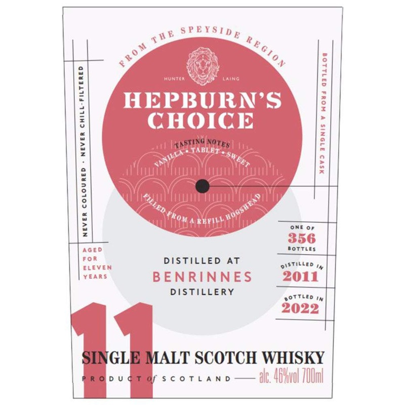 Hepburns Choice 11 Year Old Benrinnes Single Malt Scotch Whisky 700ml