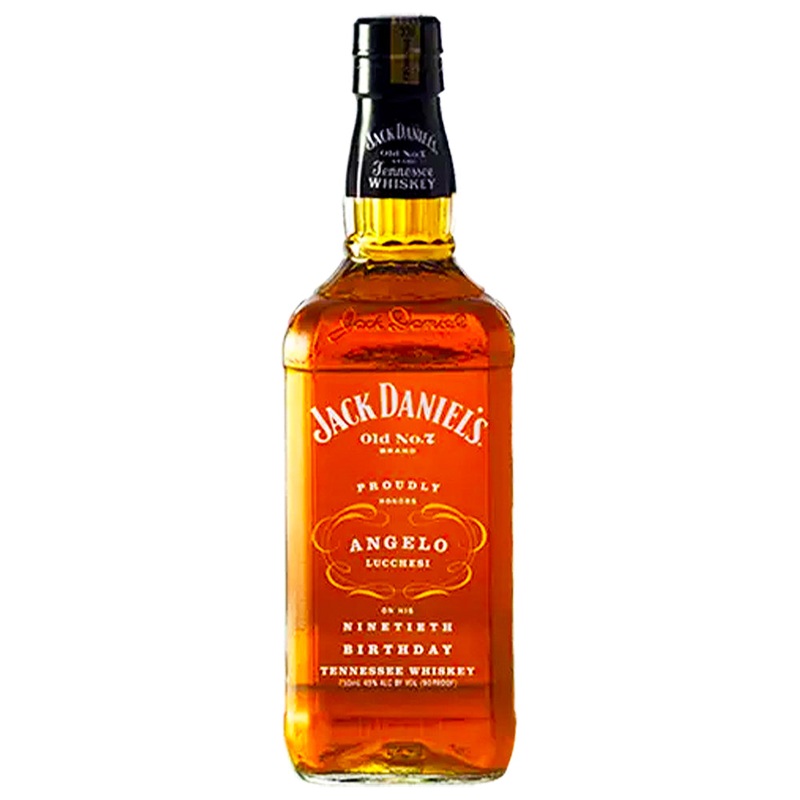Jack Daniel’s Angelo Lucchesi 90th Birthday Signed Bottle by Angelo Lucchesi Tennessee Whiskey