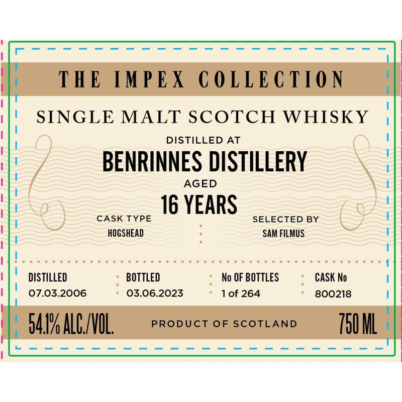 The ImpEx Collection Benrinnes Distillery 2006 16 Year Old Scotch Whisky