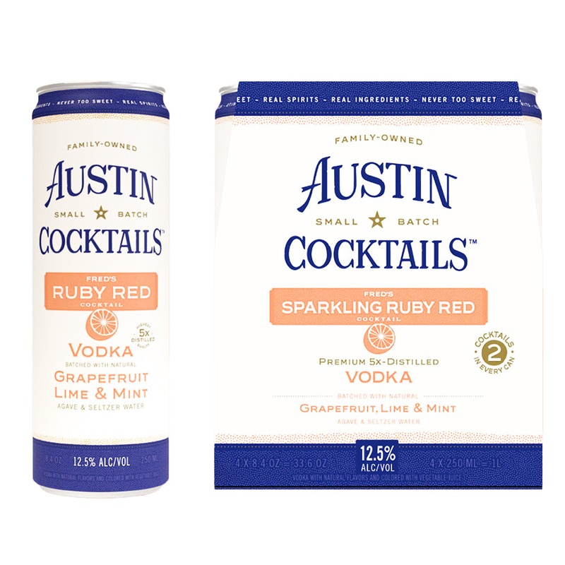 Austin Cocktails Sparkling Ruby Red w/ Vodka 250ml RTD (4 Pk)