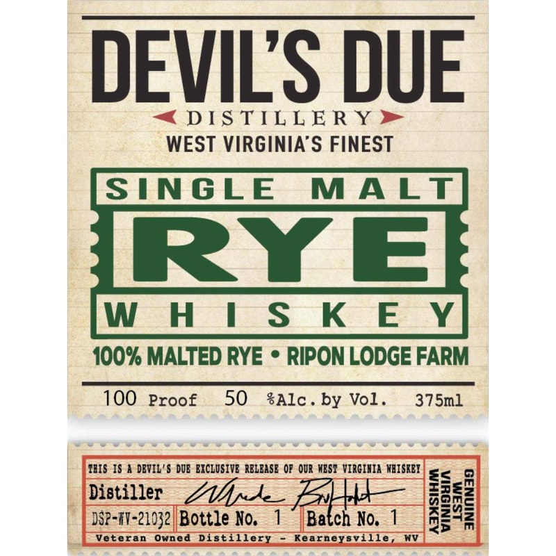 Devils Due Single Malt Rye Whiskey 375ml