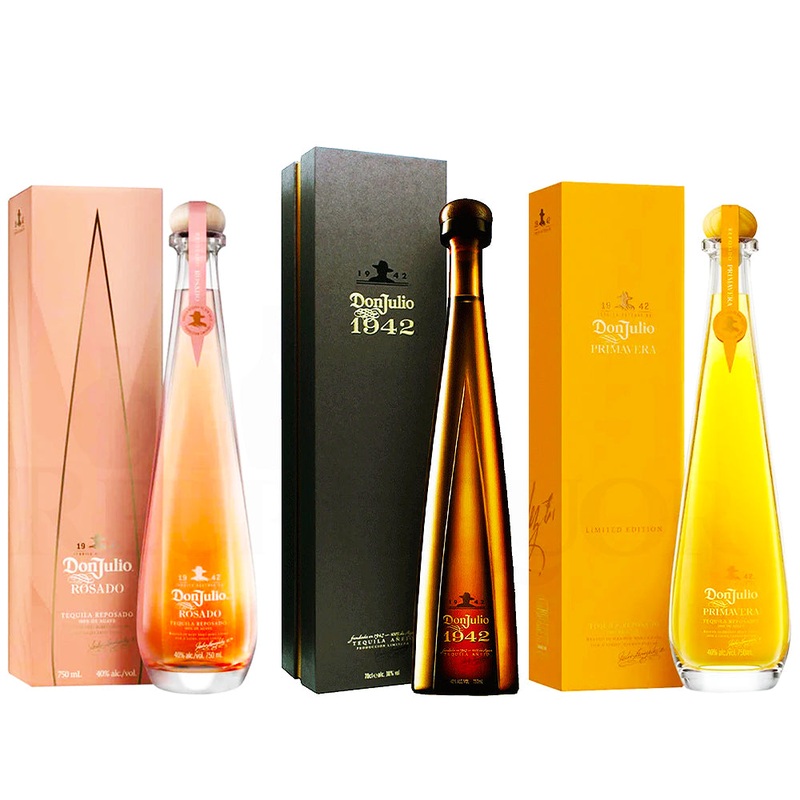 Don Julio 1942 Original Anejo & Don Julio 1942 Primavera Reposado & Don Julio Rosado Reposado Tequila Bundle