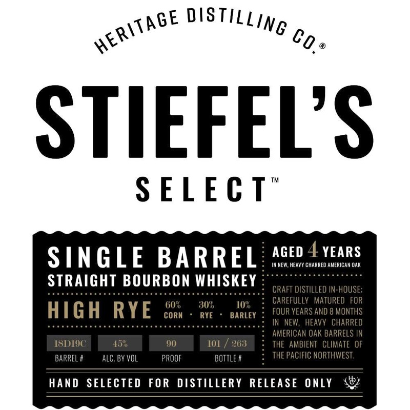 Heritage Distilling Stiefels Select High Rye Straight Bourbon Whiskey
