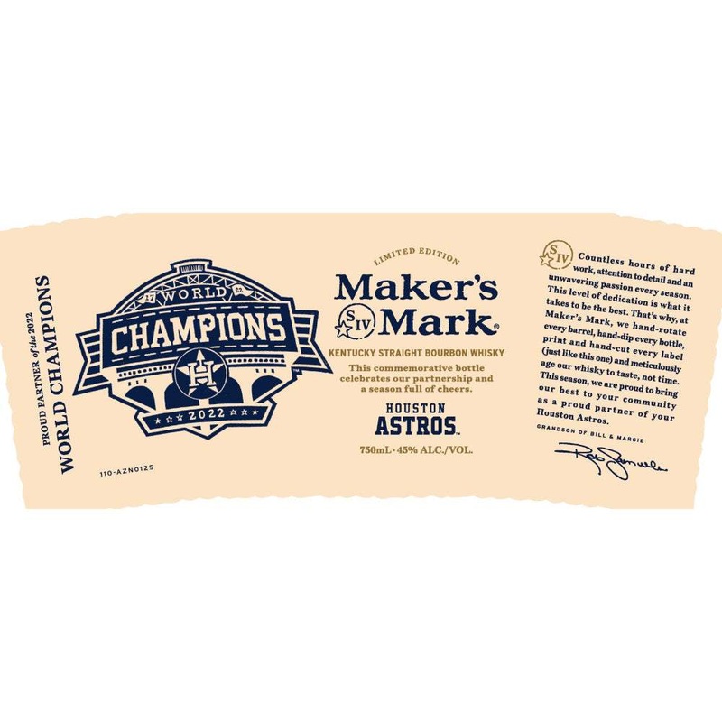Makers Mark Houston 2022 Astros World Champions Bourbon Whiskey