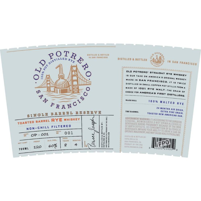 Old Potrero Single Barrel Reserve Toasted Barrel Rye Whiskey 700ml