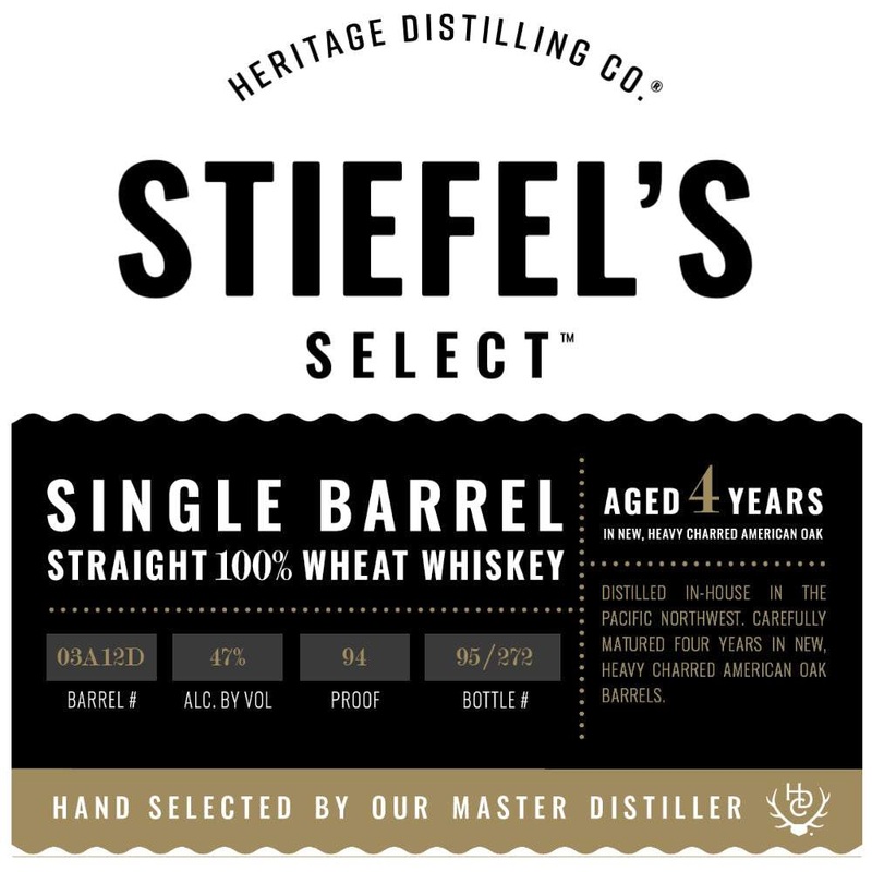 Heritage Distilling Stiefels Select 100% Straight Wheat Whiskey