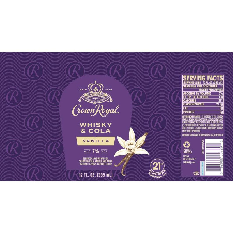 Crown Royal Whisky & Cola Vanilla 4 Pack 12 Oz