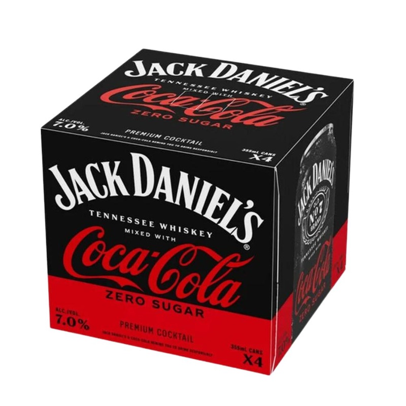 Jack Daniels X Coca Cola Zero Sugar Premium Cocktail 355ml (4pk)
