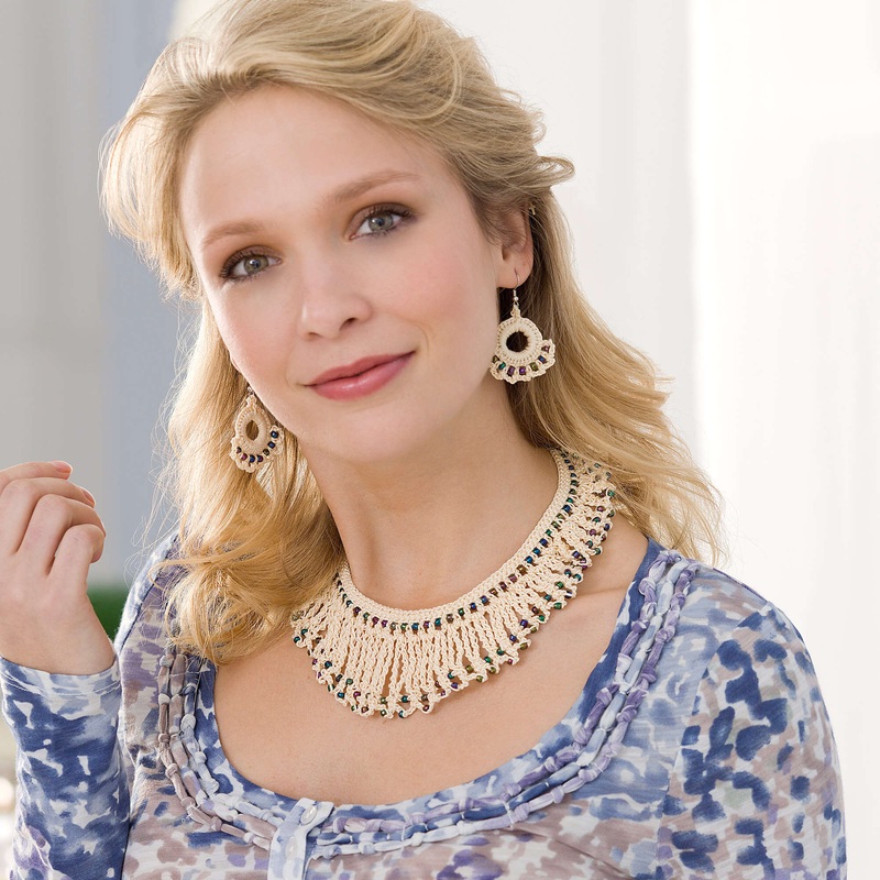 Aunt Lydia’s Crochet Beaded Necklace and Earrings