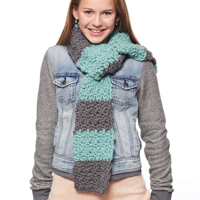 Bernat Beginner Scarf|Striped|Solid