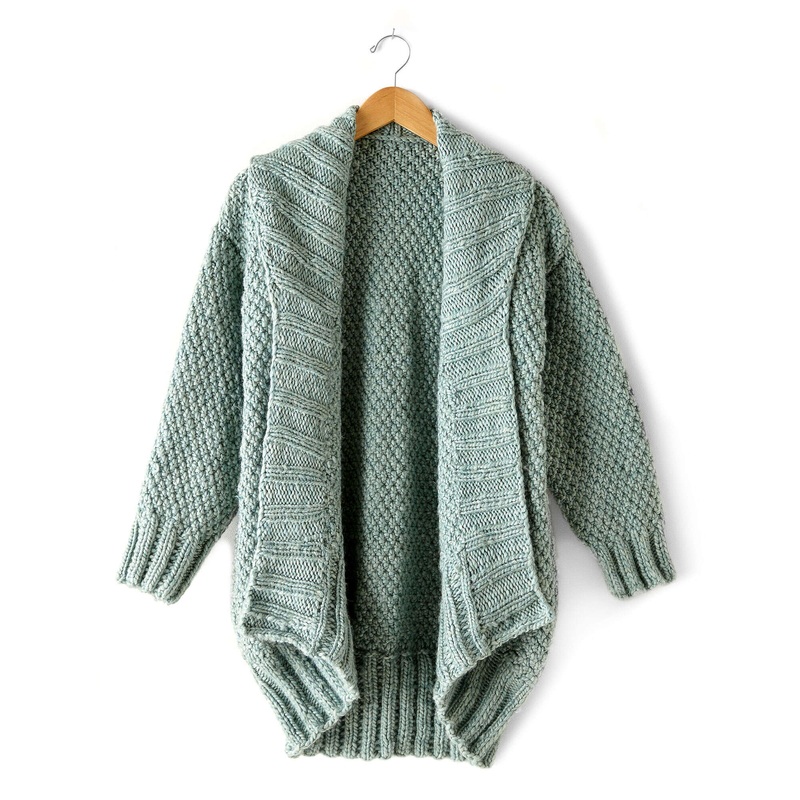 Bernat Cocoon Knit Cardigan|2XL/3XL|4XL/5XL|XL|M|XS/S|L|Medium|Large