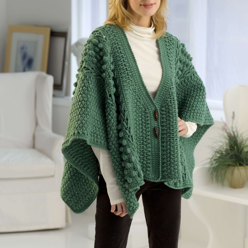 Red Heart Crochet Aran Toggle Wrap