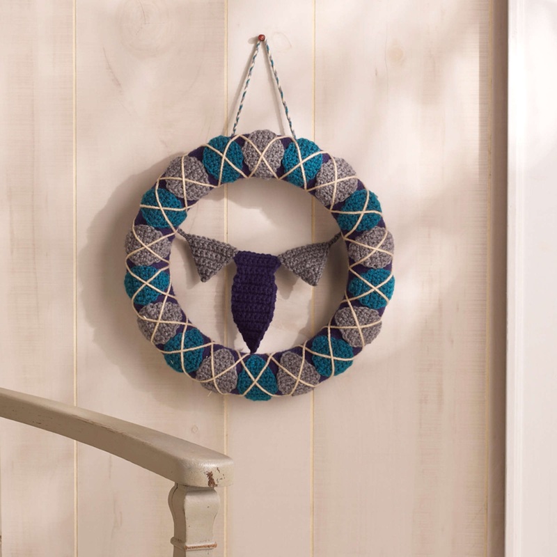 Red Heart Crochet Argyle for Dad Wreath