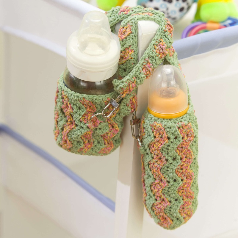 Red Heart Crochet Baby Bottle Cozy & Bib