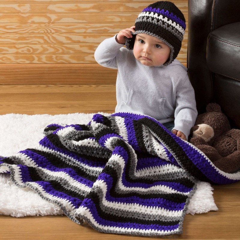 Red Heart Crochet Baby Dude Blanket & Hat
