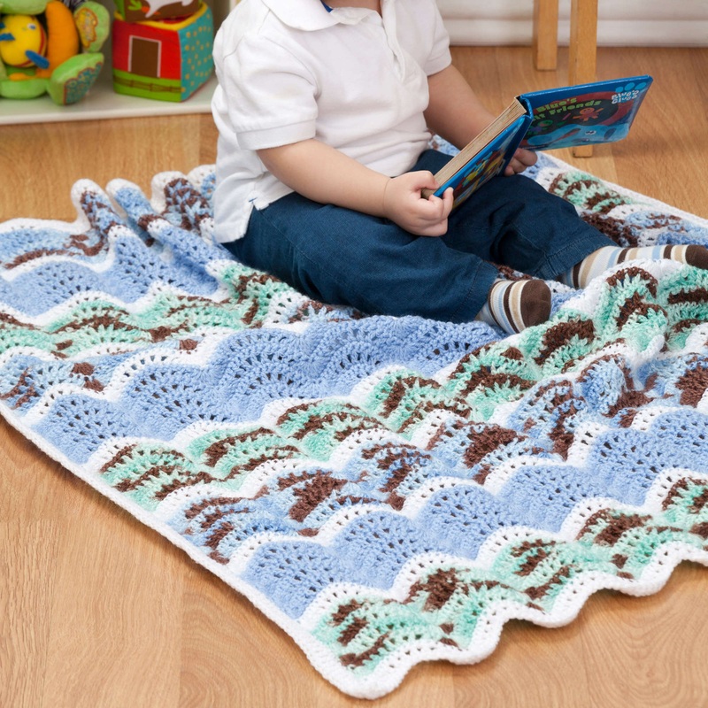 Red Heart Crochet Baby Ripple Blanket
