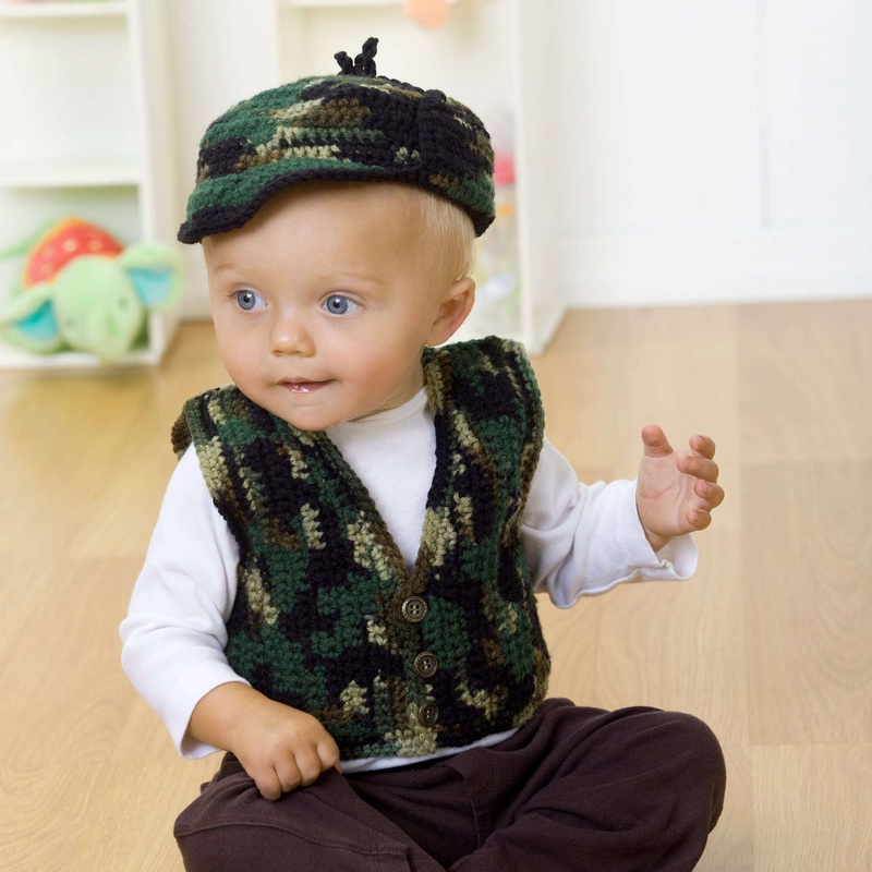 Red Heart Crochet Baby’s Gone a Hunting Vest and Hat