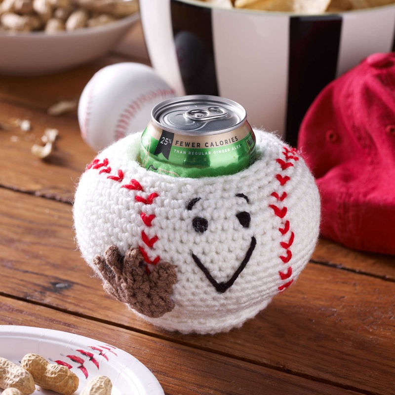 Red Heart Crochet Baseball Can Cozy