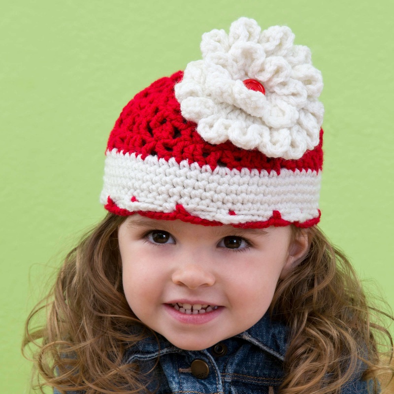 Red Heart Crochet Big Bloom Hat