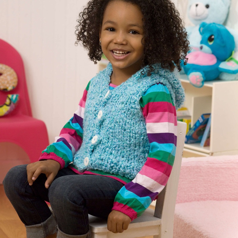 Red Heart Knit Baby Clouds Hoodie Vest