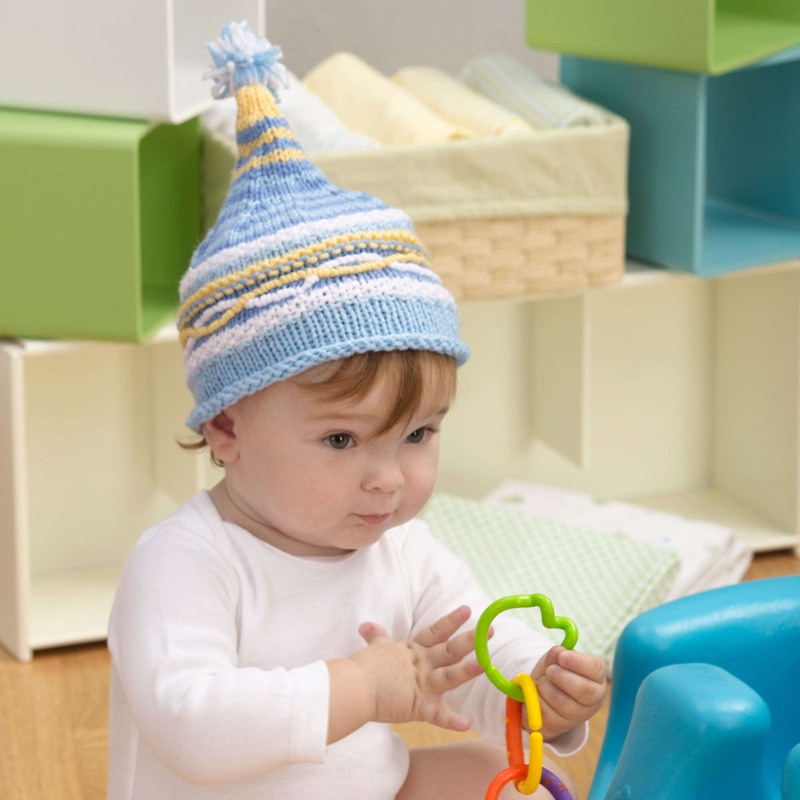Red Heart Knit Baby Hat & Booties