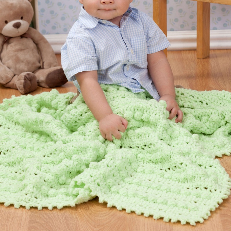 Red Heart Bobble Crochet Baby Blanket