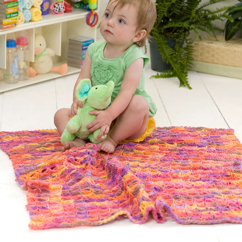 Red Heart Broomstick Lace Crochet Baby Blanket