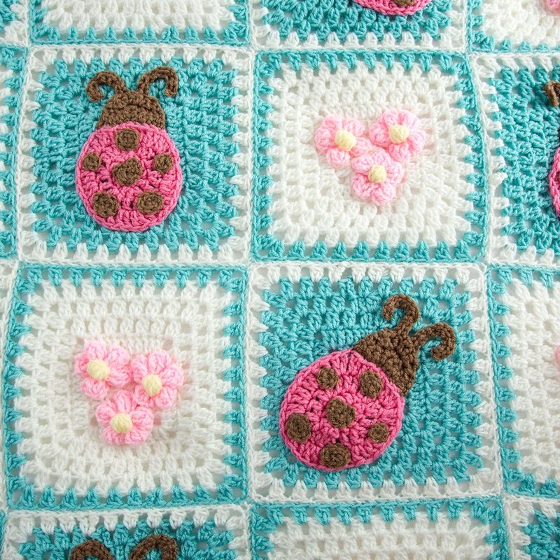 Red Heart Bugs and Blooms Crochet Blanket