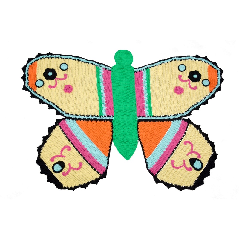 Red Heart Butterfly Crochet Baby Blanket & Cocoon