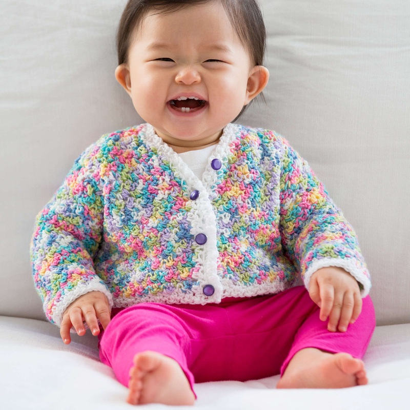 Red Heart Butterfly Days Baby Crochet Cardigan