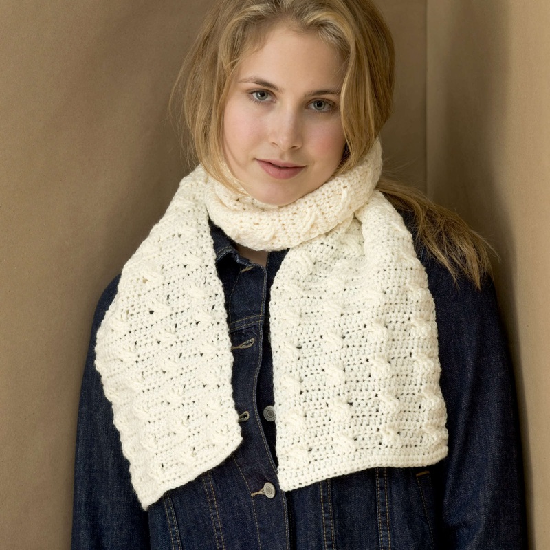 Red Heart Cable Crochet Scarf|Single Size