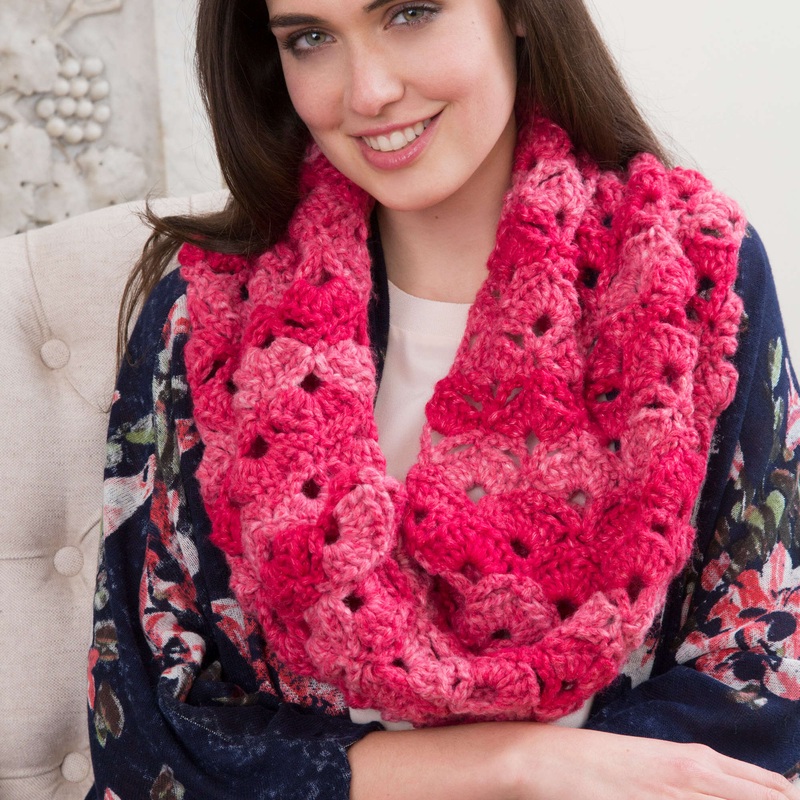 Red Heart Crochet Blushing Shells Cowl