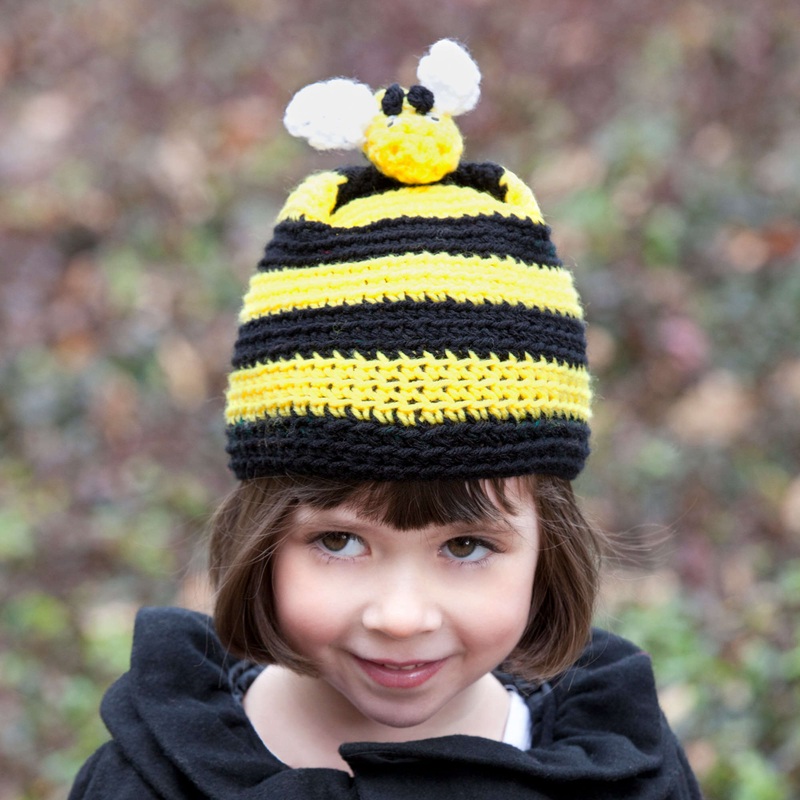 Red Heart Crochet Bumblebee Hat