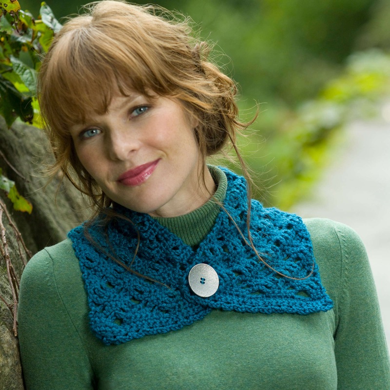 Red Heart Crochet Button Spiderweb Scarf