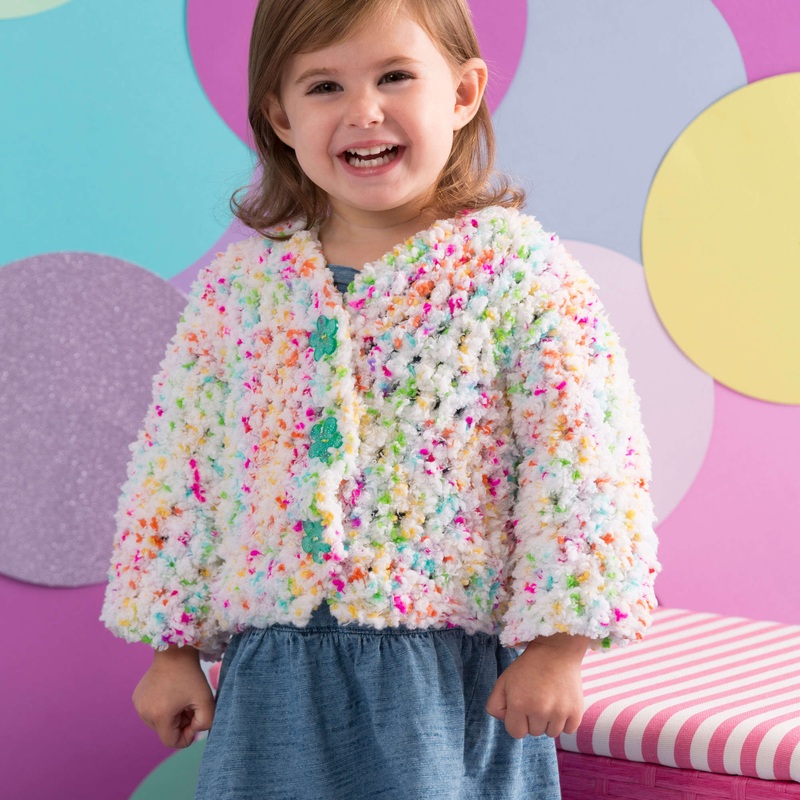 Red Heart Crochet Button Up Toddler Cardie