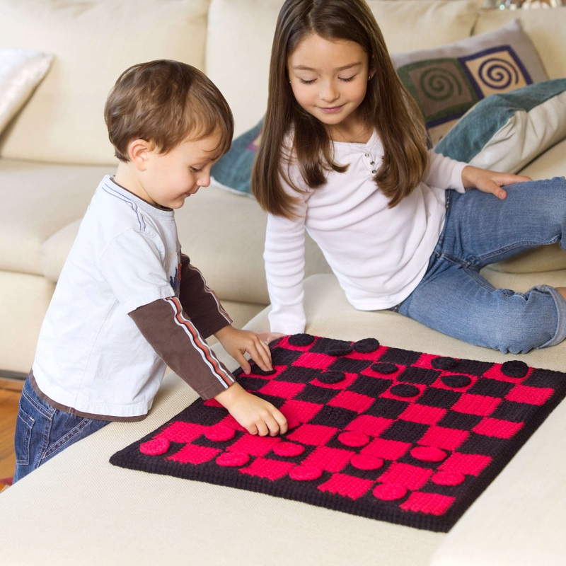 Red Heart Crochet Checkers Board Game