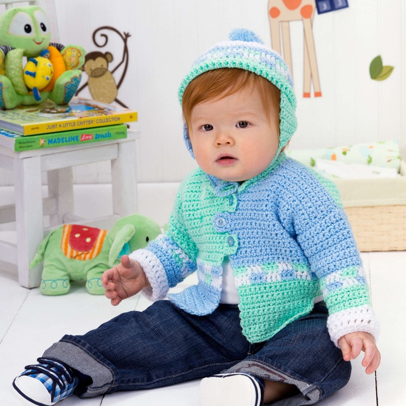 Red Heart Crochet Checkers Sweater Set