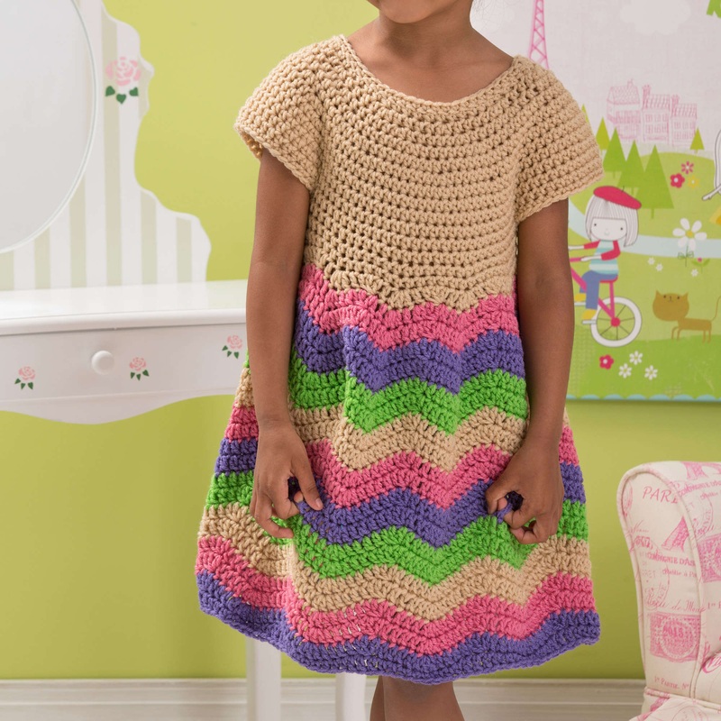 Red Heart Crochet Child’s Chevron Dress