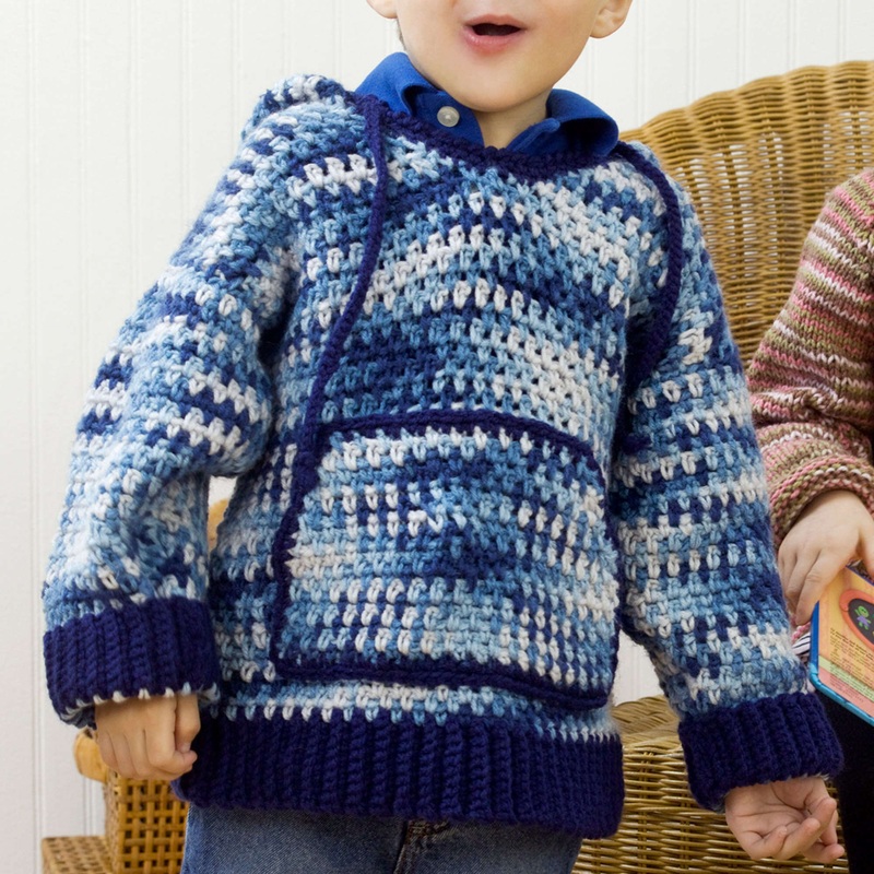 Red Heart Crochet Child’s Hooded Sweatshirt